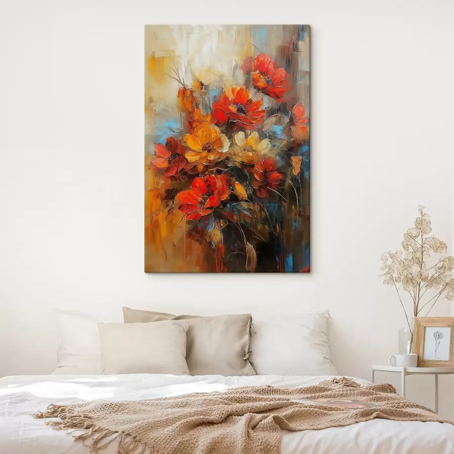 murales de pared flores rojas al óleo s41625