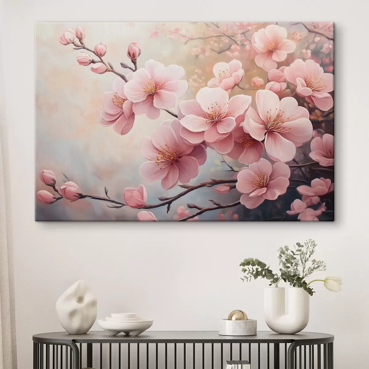 murales de pared ramas con flores rosas s41628