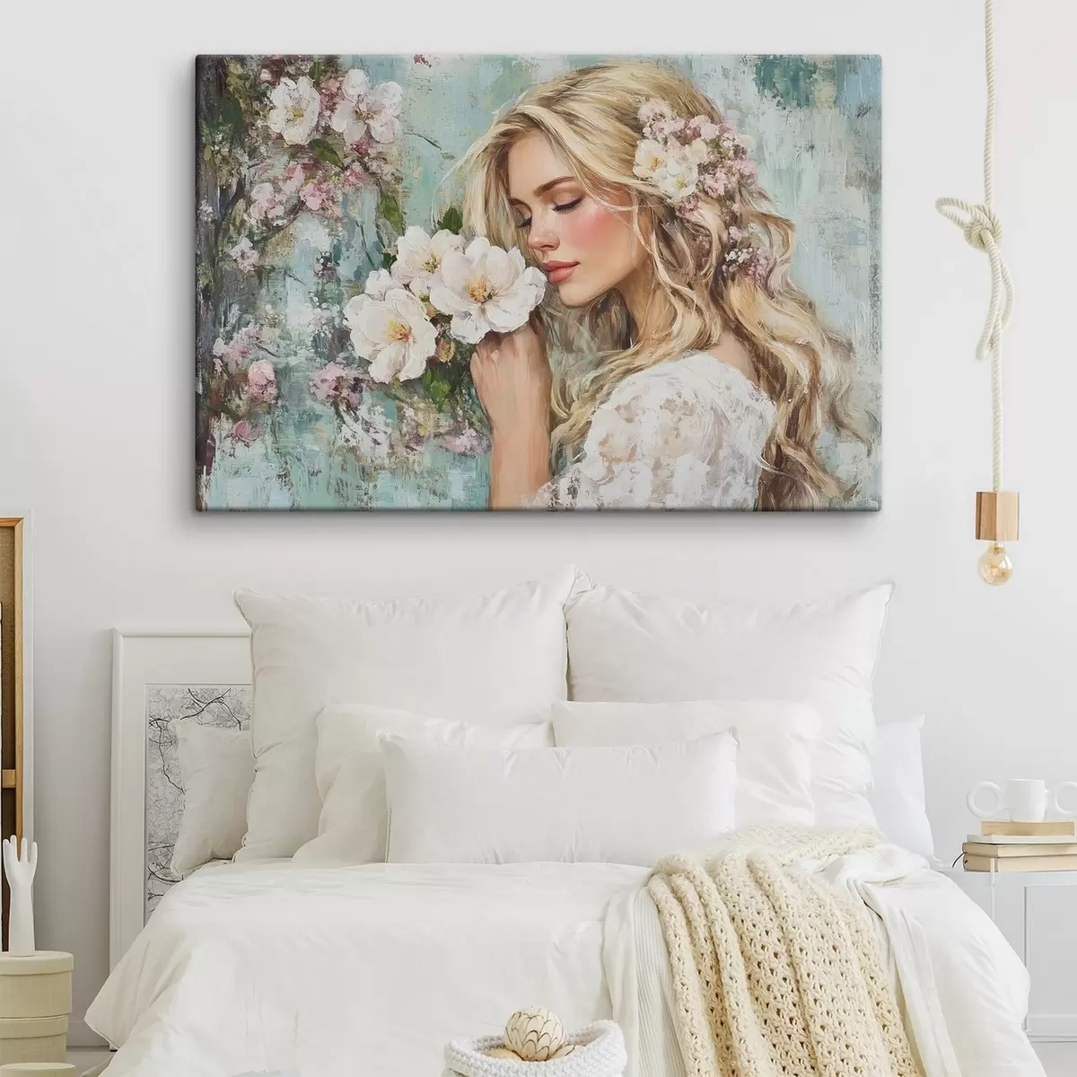 murales de pared chica cerca de las flores con pinturas al óleo s41632