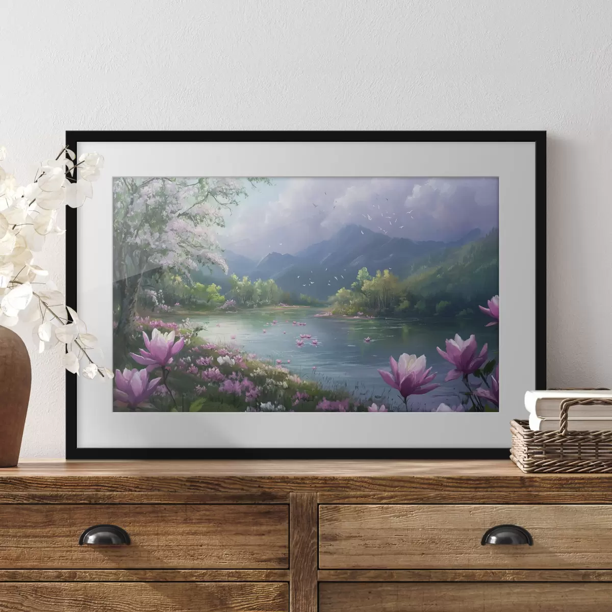 Poster hermoso lago entre las montañas f41629
