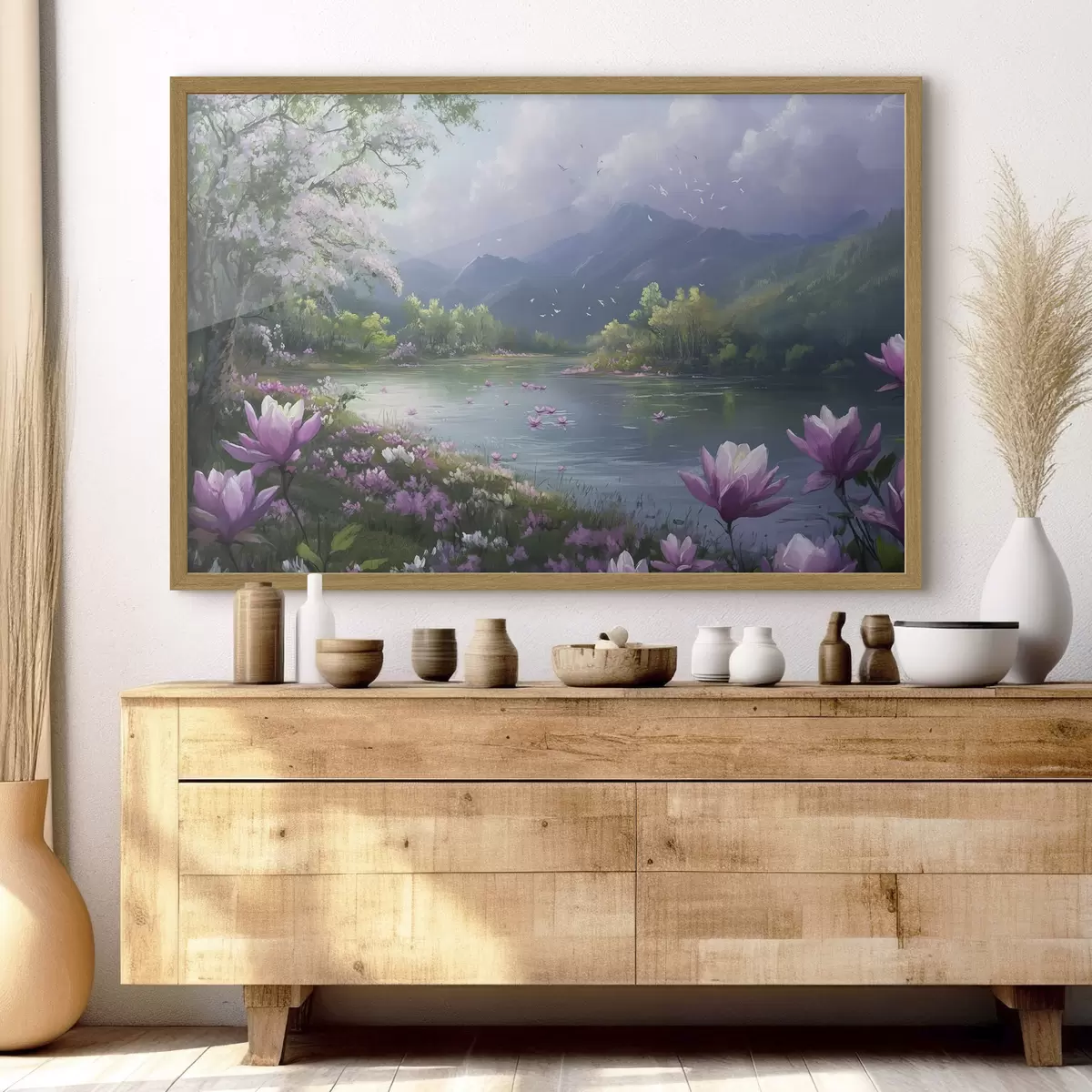 Poster hermoso lago entre las montañas f41629
