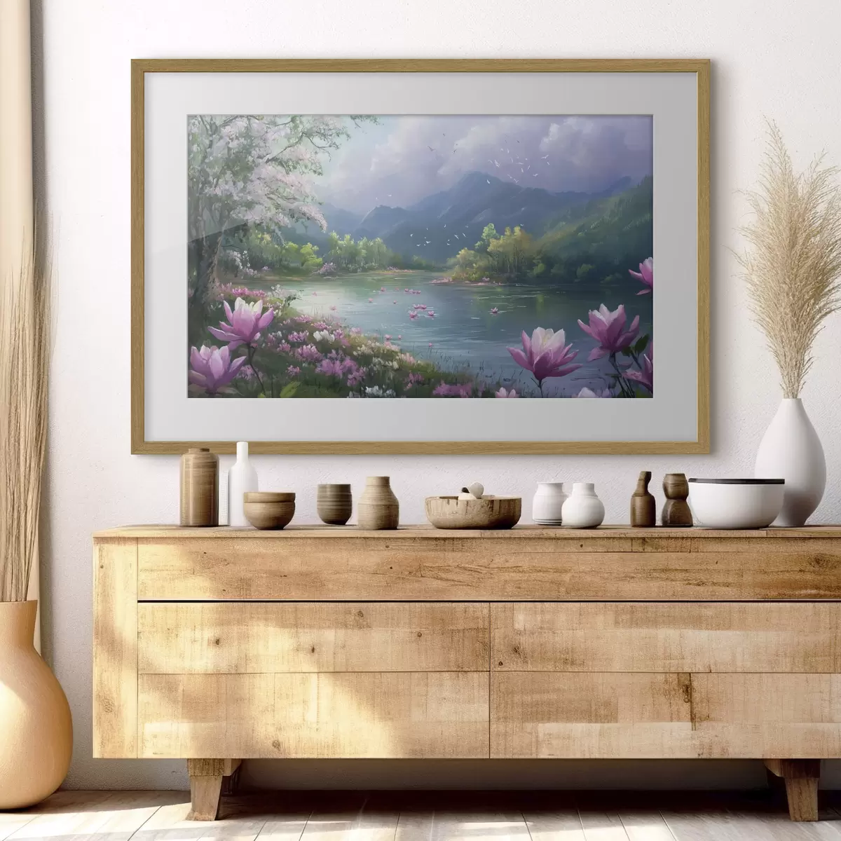 Poster hermoso lago entre las montañas f41629