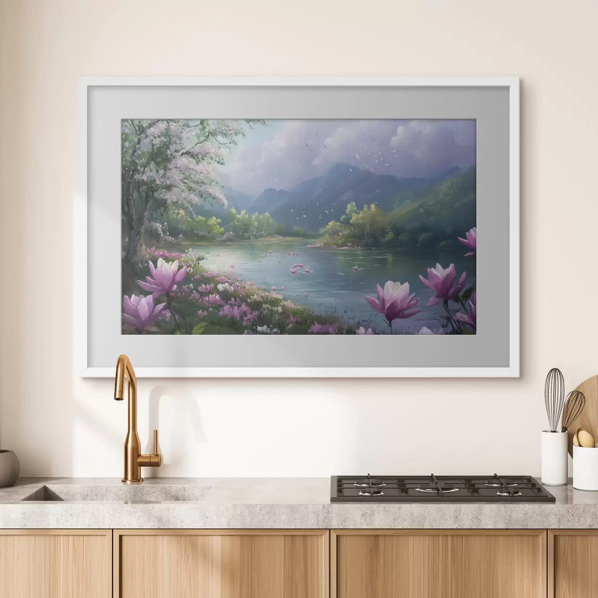 Poster hermoso lago entre las montañas f41629