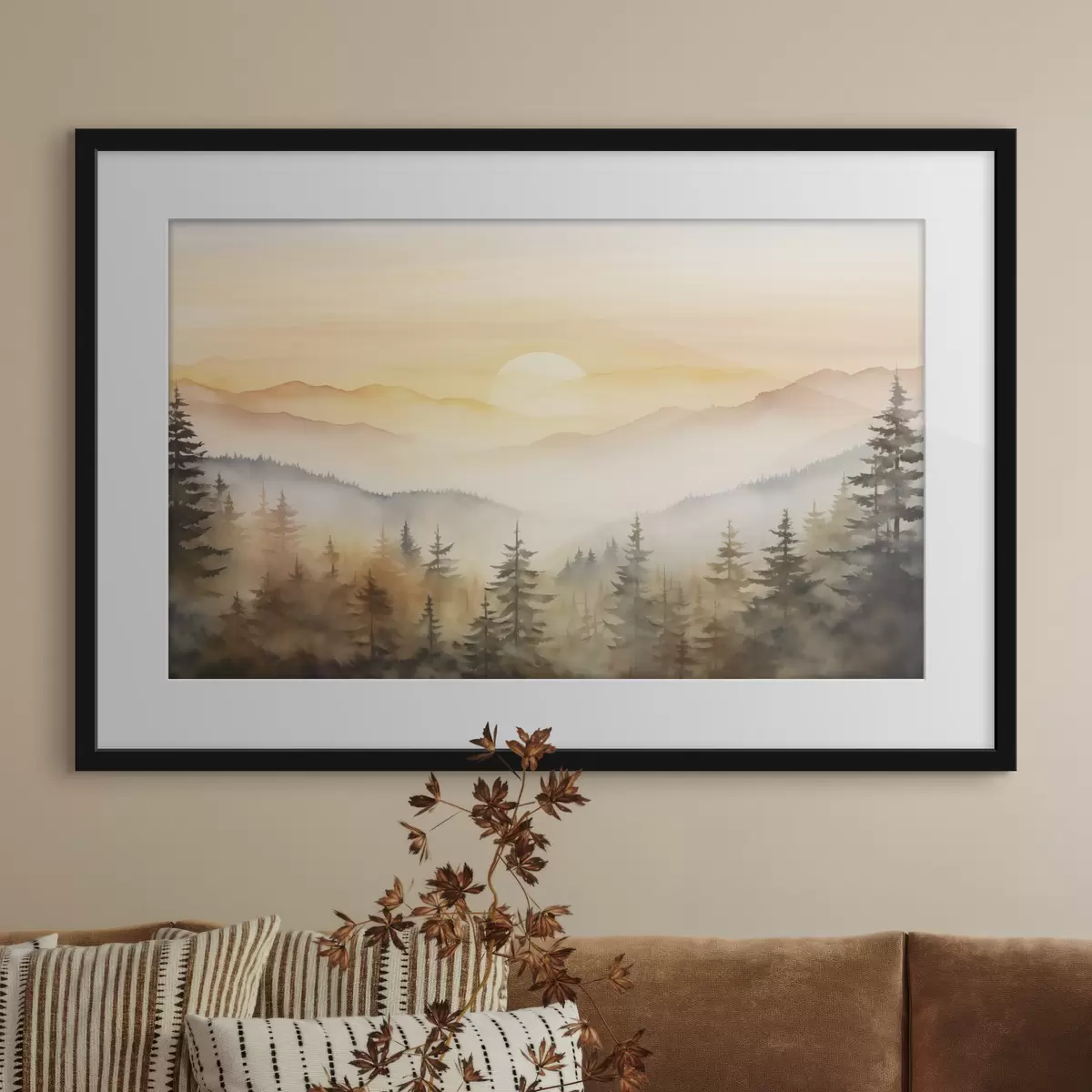 Poster Sol sobre cumbres de pinos f41645