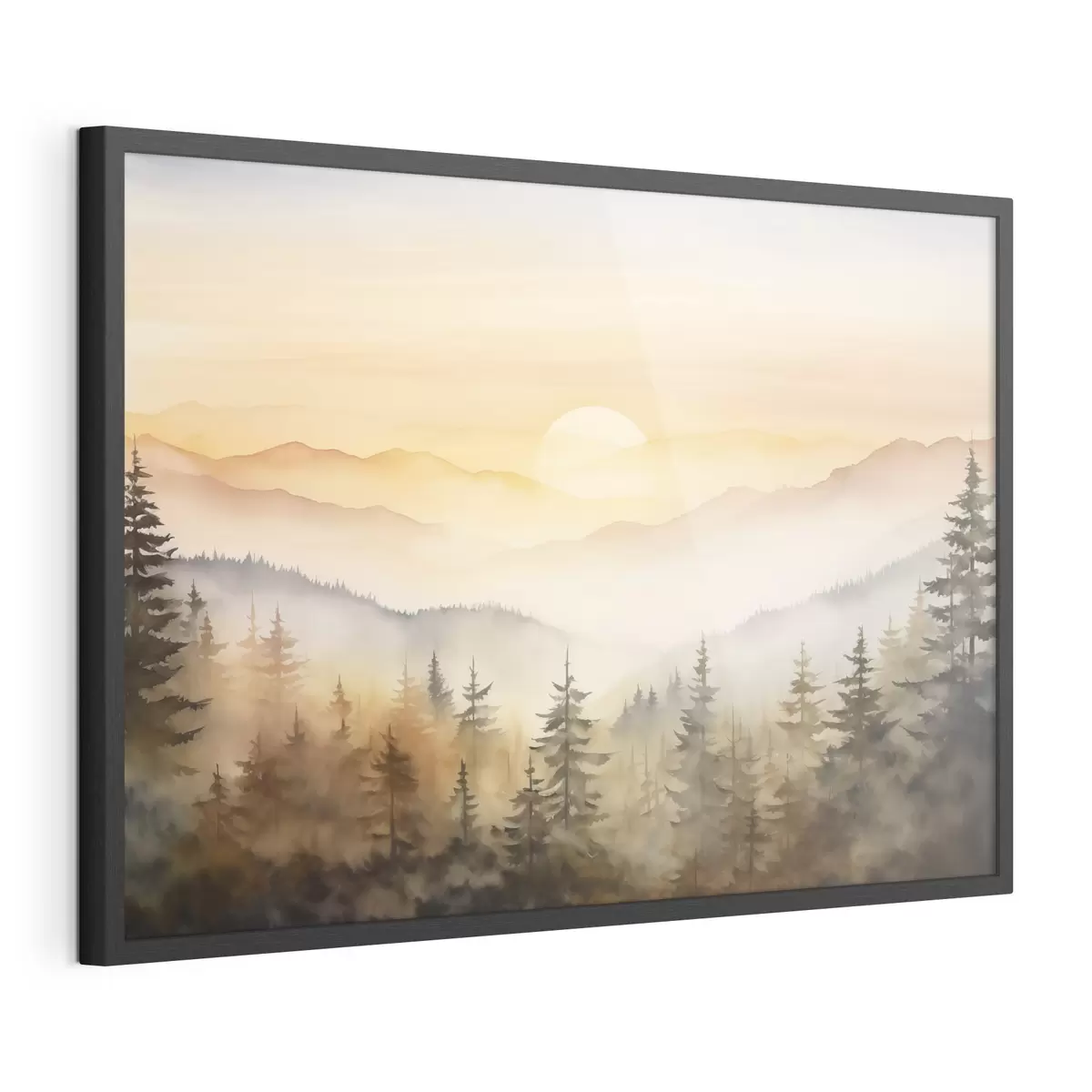 Poster Sol sobre cumbres de pinos f41645