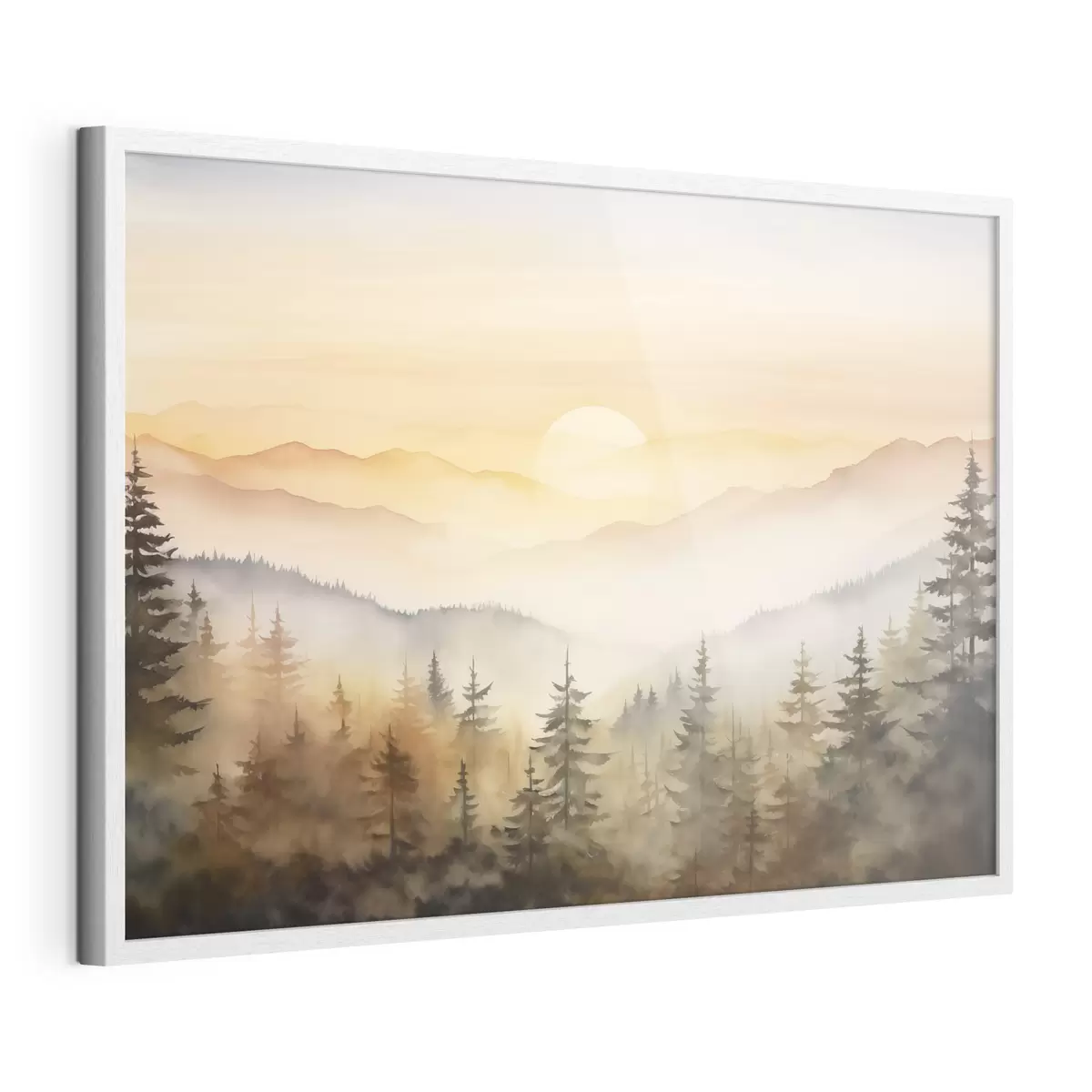 Poster Sol sobre cumbres de pinos f41645