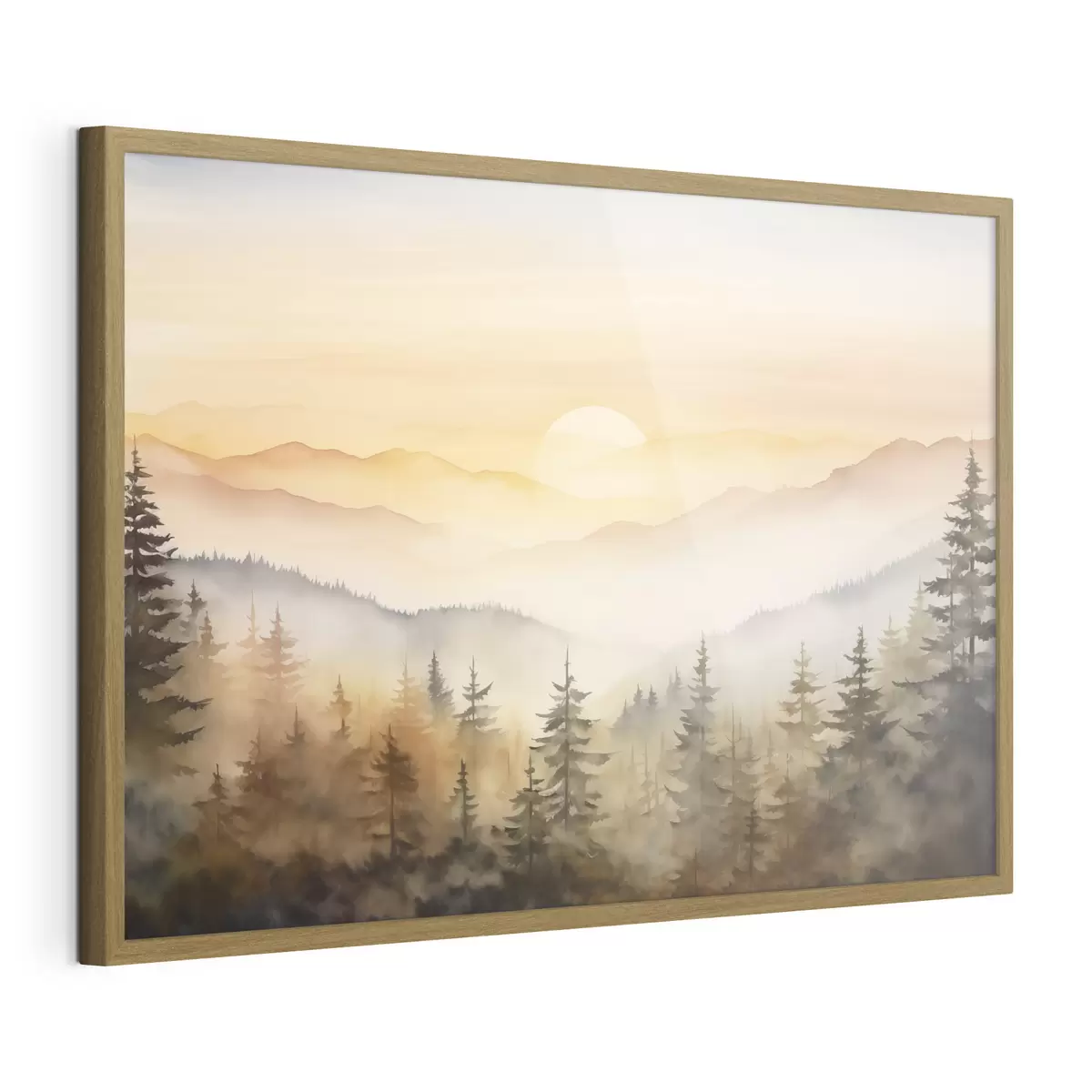 Poster Sol sobre cumbres de pinos f41645