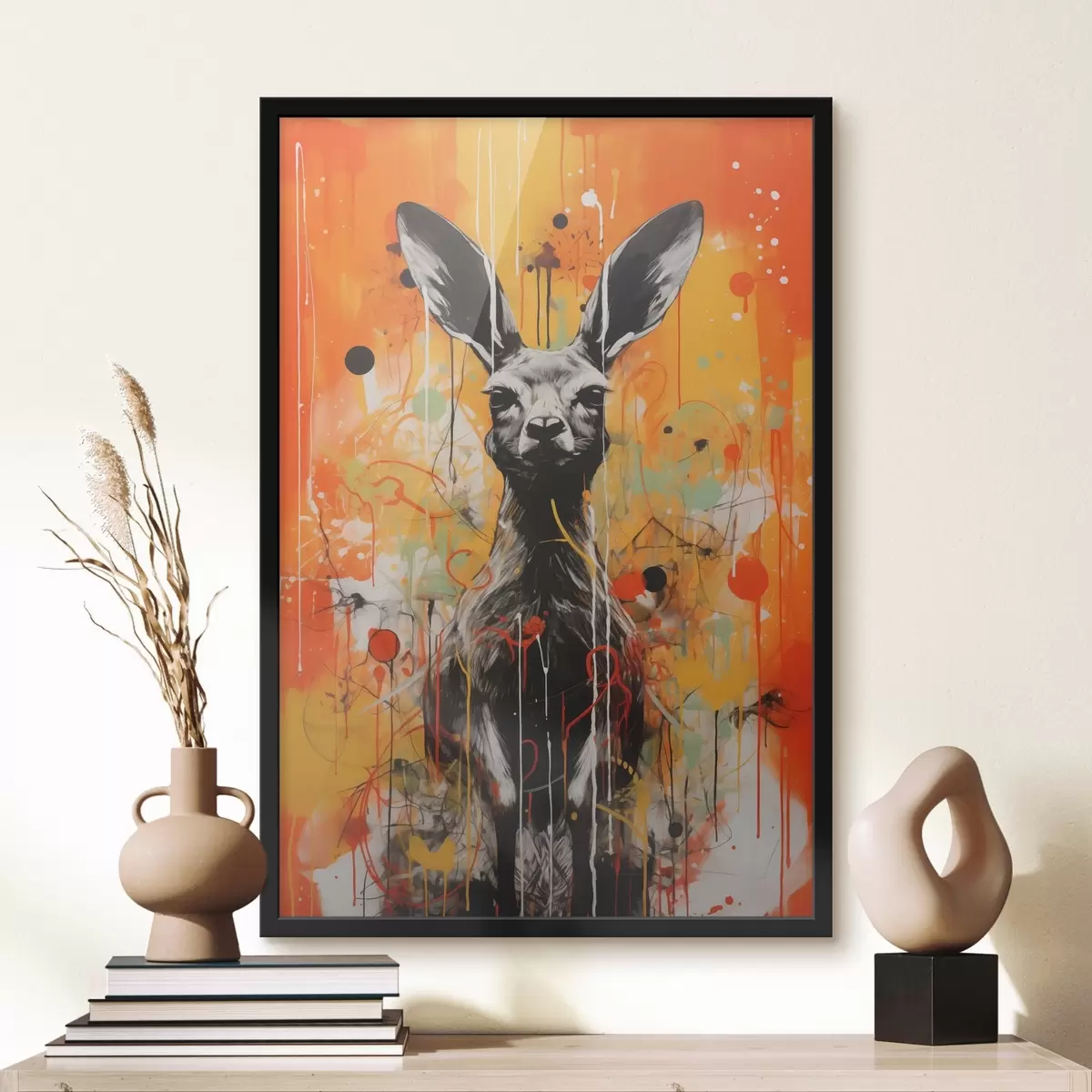 Poster Canguro sobre fondo abstracto brillante f41656