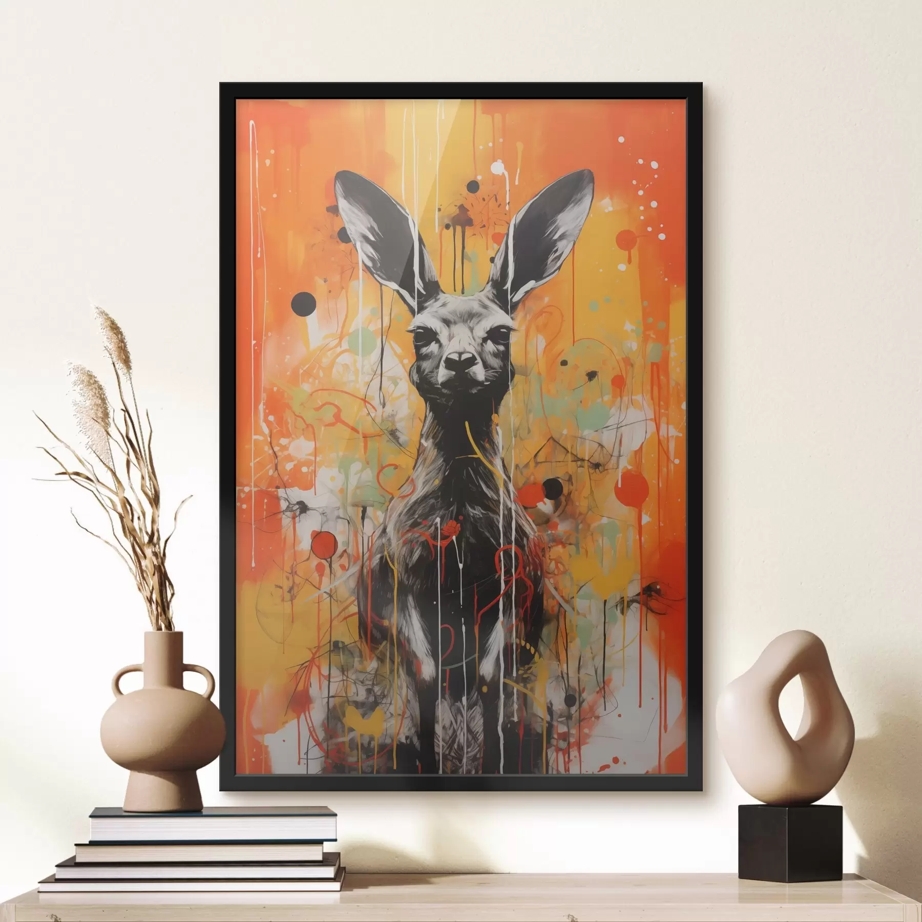 murales de pared Canguro sobre fondo abstracto brillante f41656