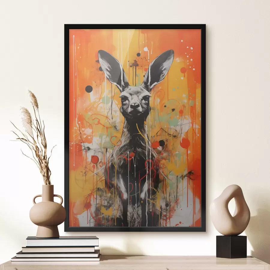 murales de pared Canguro sobre fondo abstracto brillante f41656