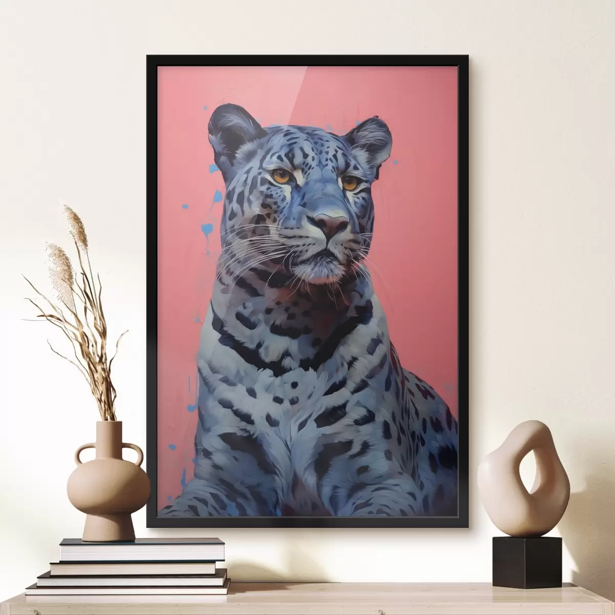 Poster Tigre azul sobre fondo rosa f41658