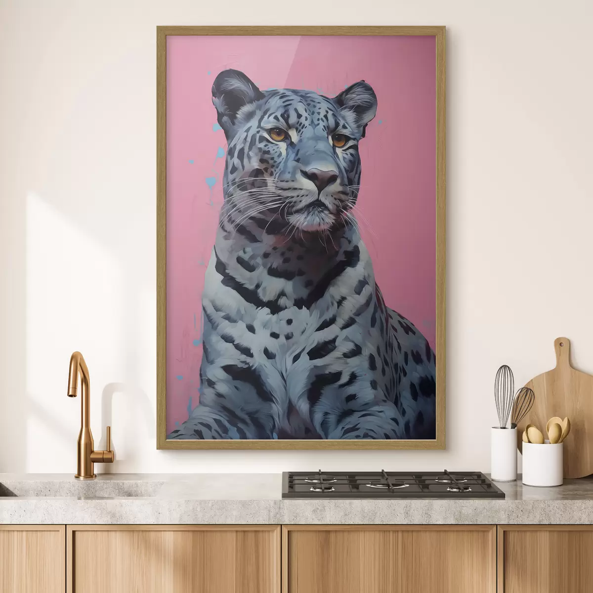 Poster Tigre azul sobre fondo rosa f41658