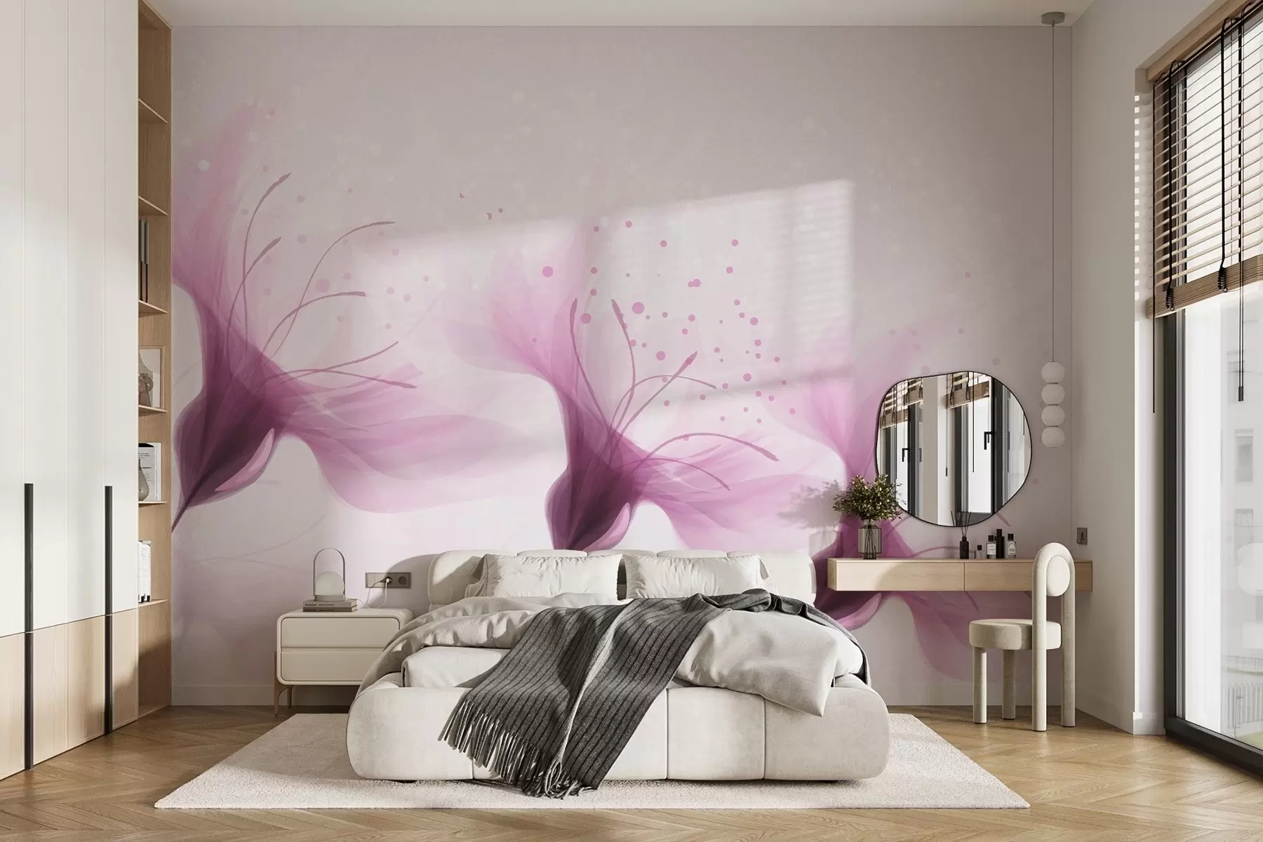 murales de pared Grandes flores rosas w02279