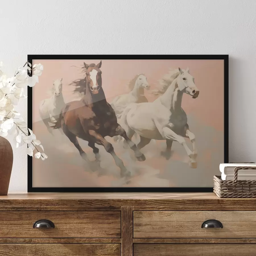 murales de pared Caballos al galope imitación de pintura f41703