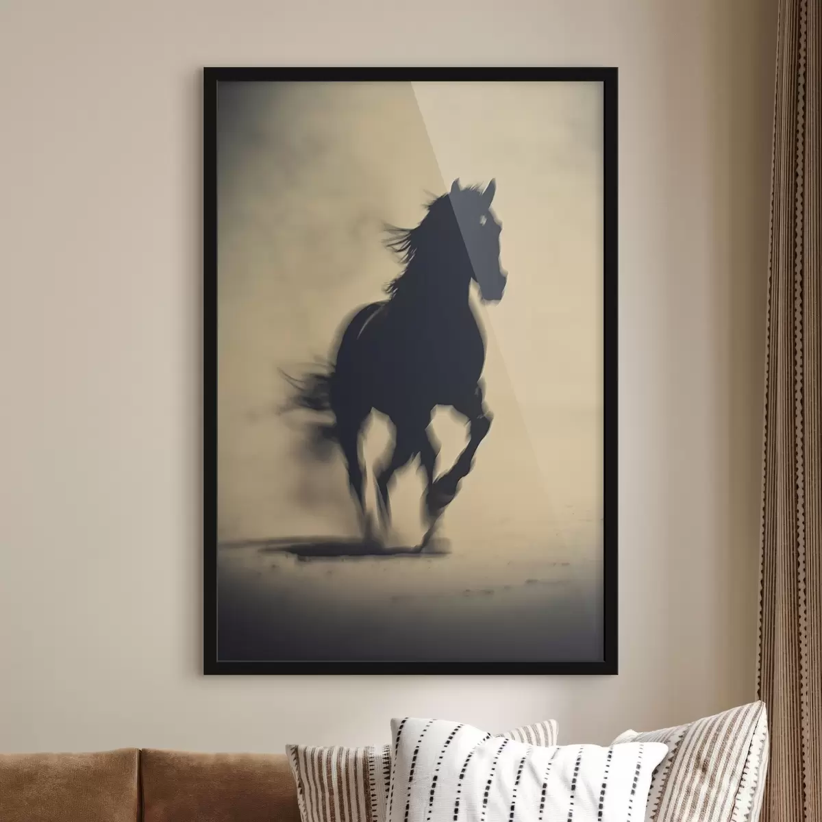 Poster Silueta de caballo negro en estilo borroso f41708
