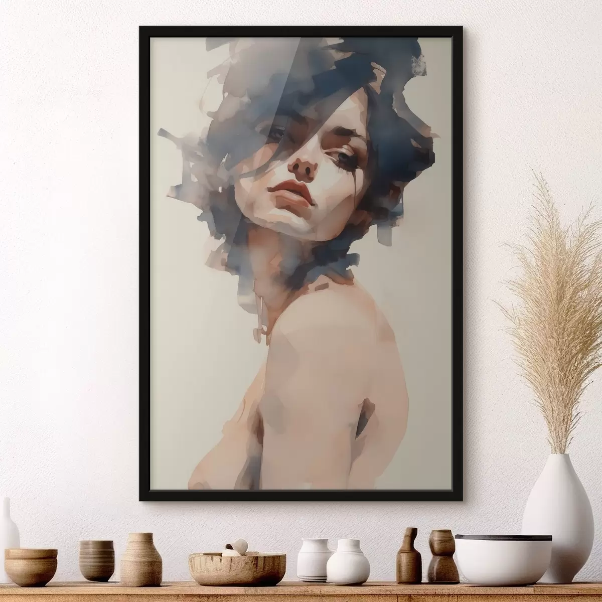 Poster Retrato de una niña en estilo acuarela f41710