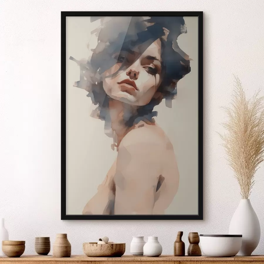 murales de pared Retrato de una niña en estilo acuarela f41710