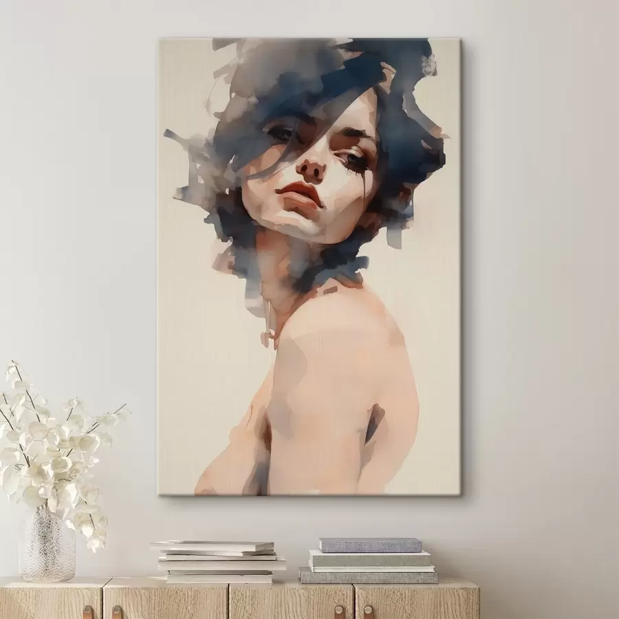 murales de pared Retrato de una niña en estilo acuarela s41710