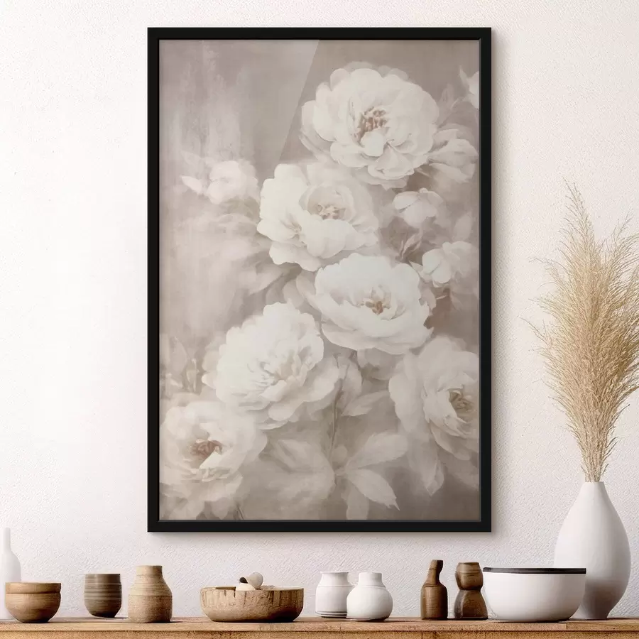 murales de pared Flores blancas vintage f41687