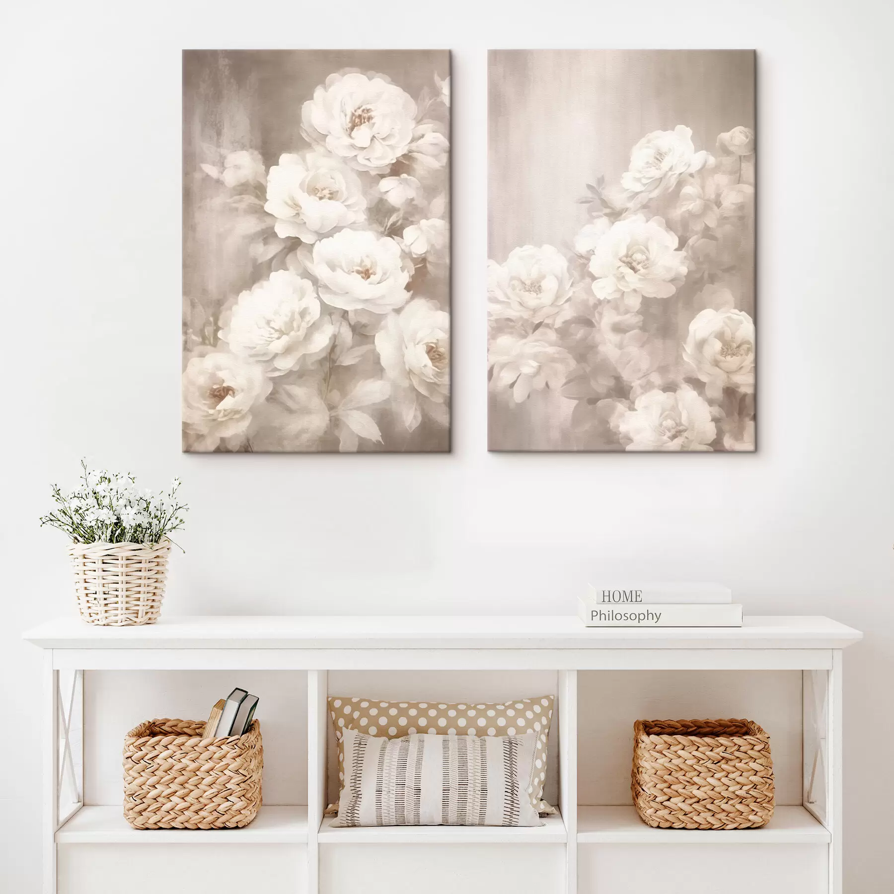 murales de pared Flores vintage blancas m00384