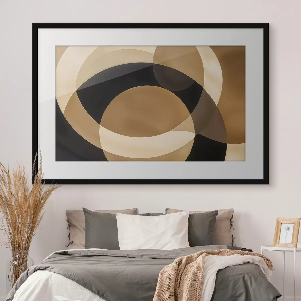 Poster Formas geométricas en tonos marrón, beige y negro que crean una composición abstracta y minimalista f41741