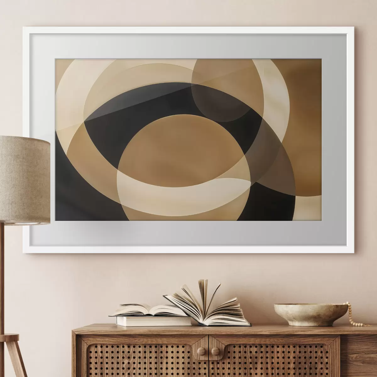 Poster Formas geométricas en tonos marrón, beige y negro que crean una composición abstracta y minimalista f41741