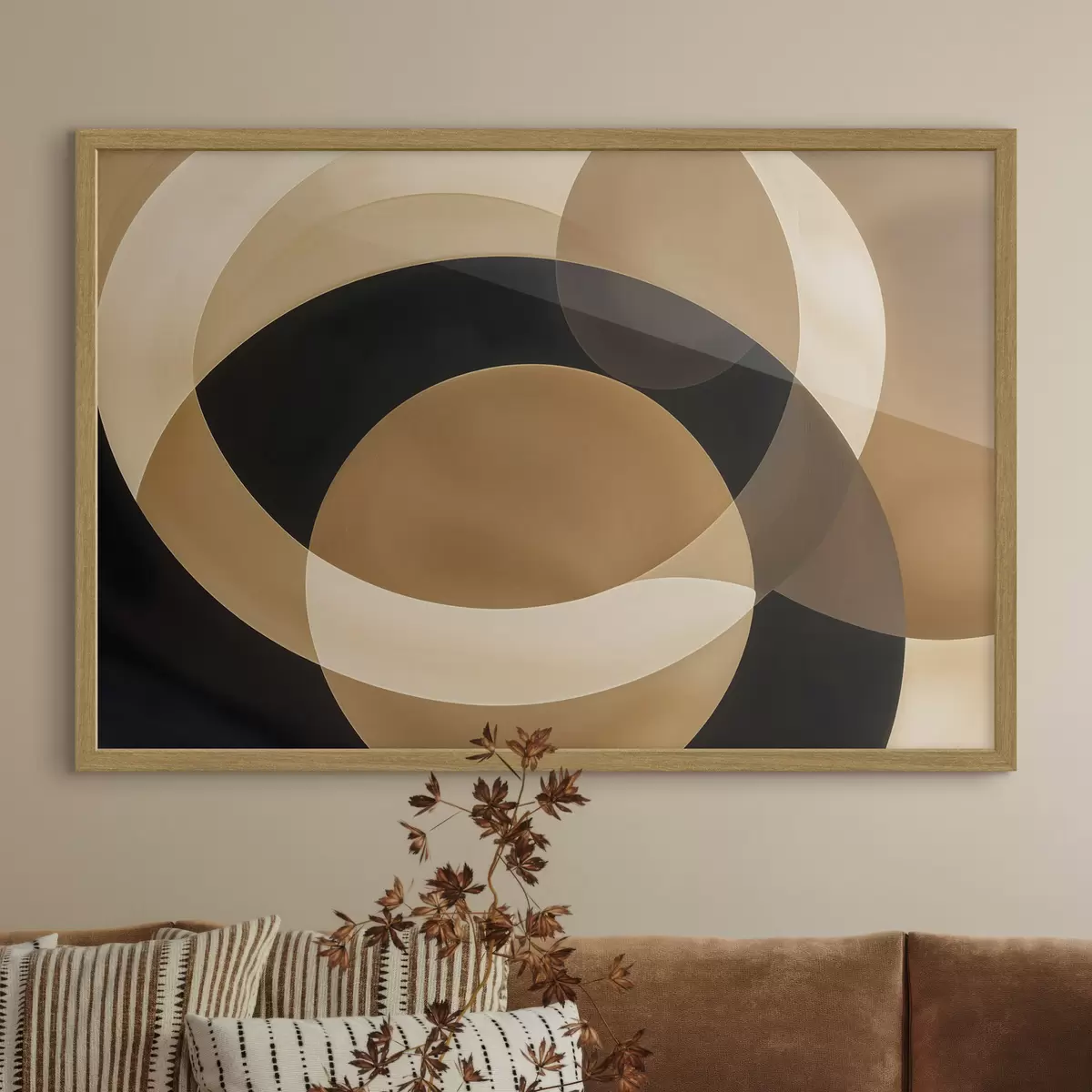 Poster Formas geométricas en tonos marrón, beige y negro que crean una composición abstracta y minimalista f41741