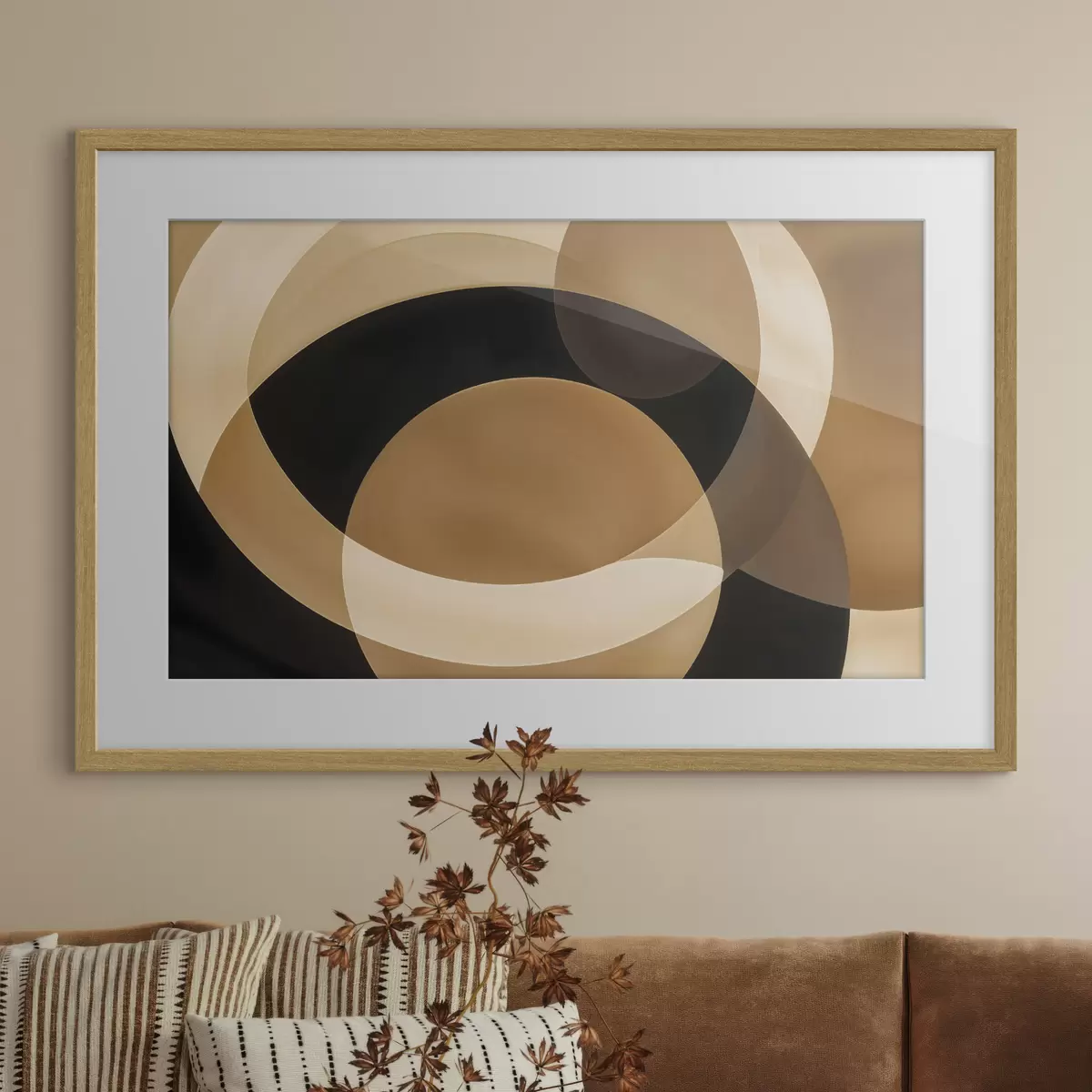 Poster Formas geométricas en tonos marrón, beige y negro que crean una composición abstracta y minimalista f41741