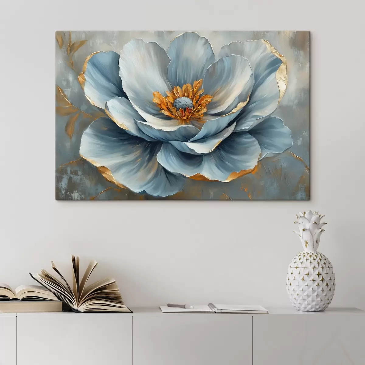 murales de pared Flor azul al óleo s41826