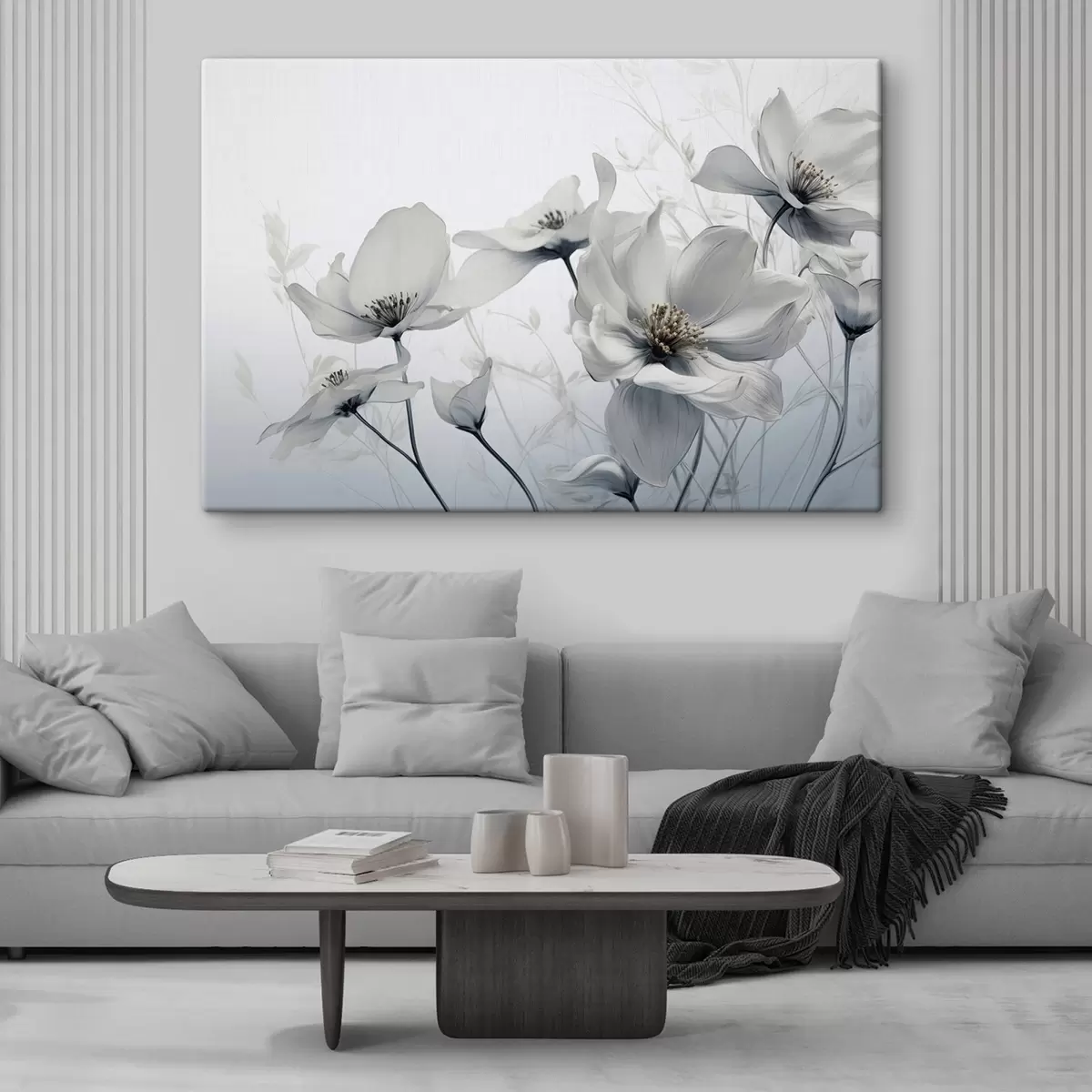 murales de pared Delicadas flores grises s41829