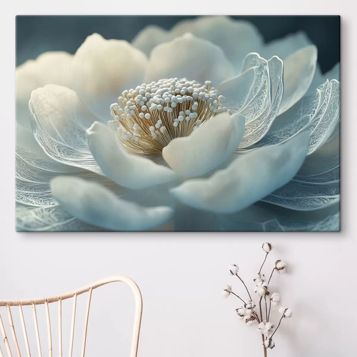 murales de pared Flor blanca aérea con dibujos en los pétalos s41838