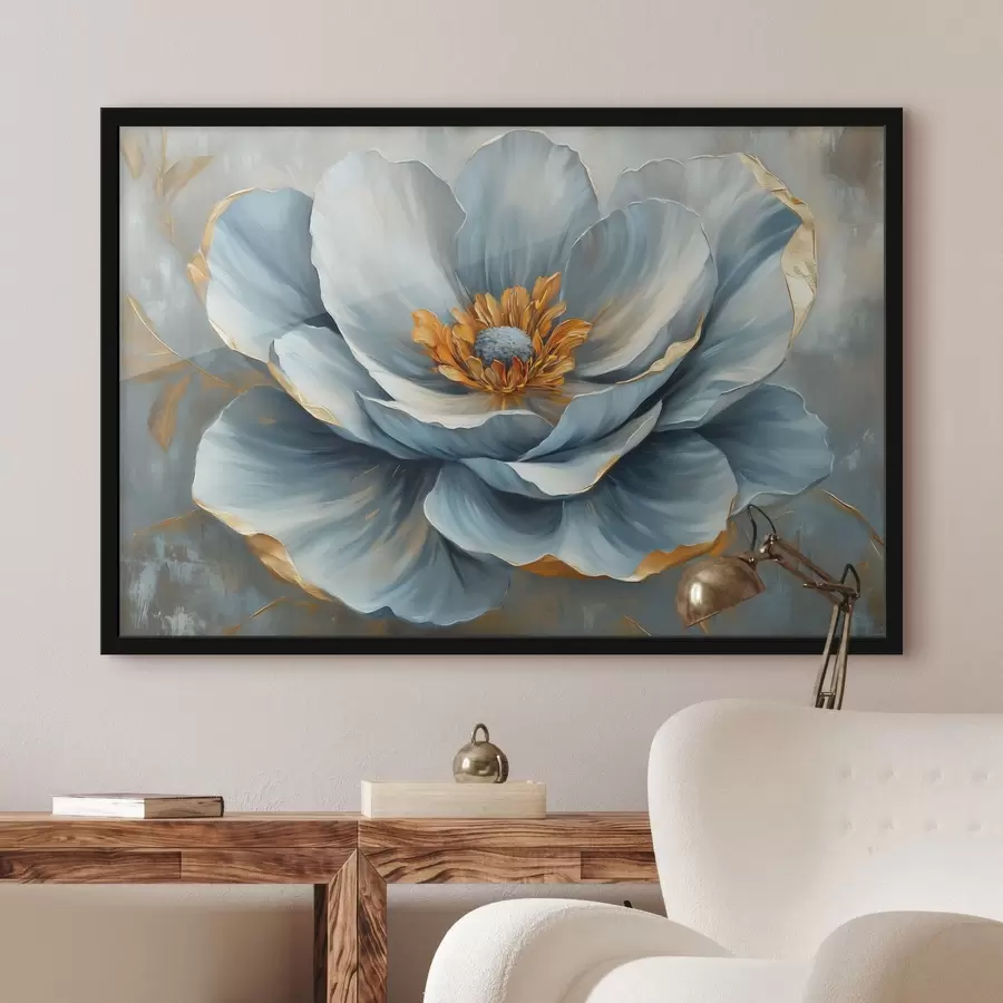 murales de pared Flor azul al óleo f41826