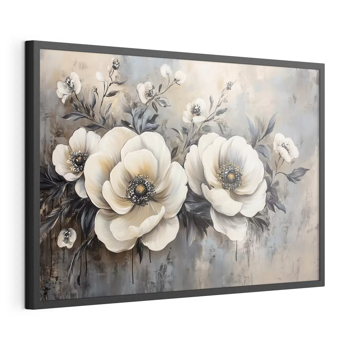 Poster Ramo de flores blancas en estilo vintage f41828