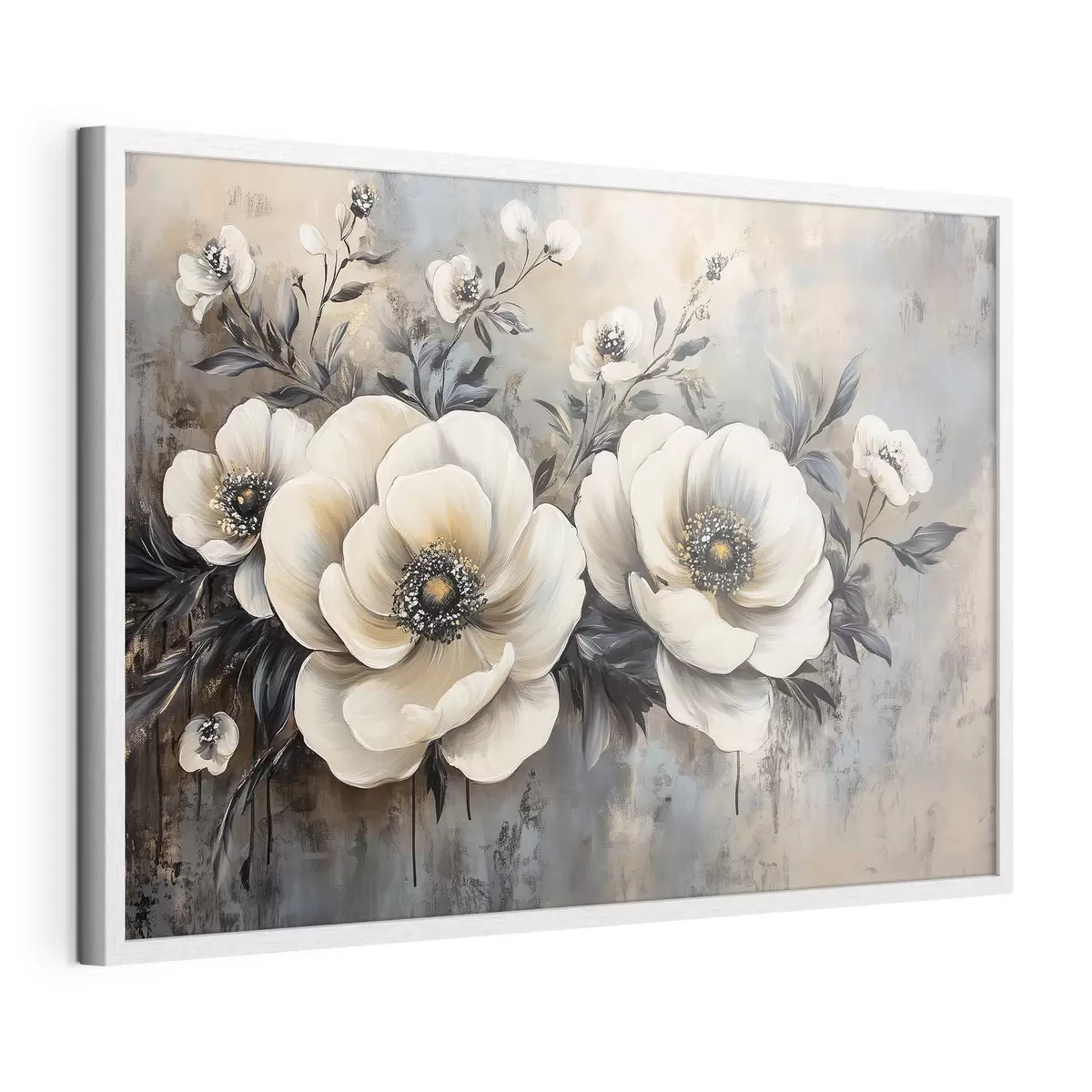Poster Ramo de flores blancas en estilo vintage f41828