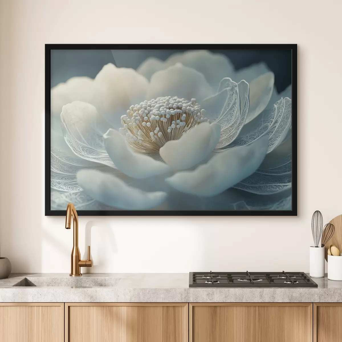 Poster Flor blanca aérea con dibujos en los pétalos f41838