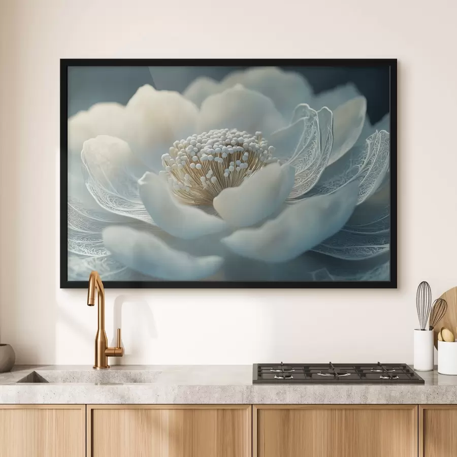 murales de pared Flor blanca aérea con dibujos en los pétalos f41838