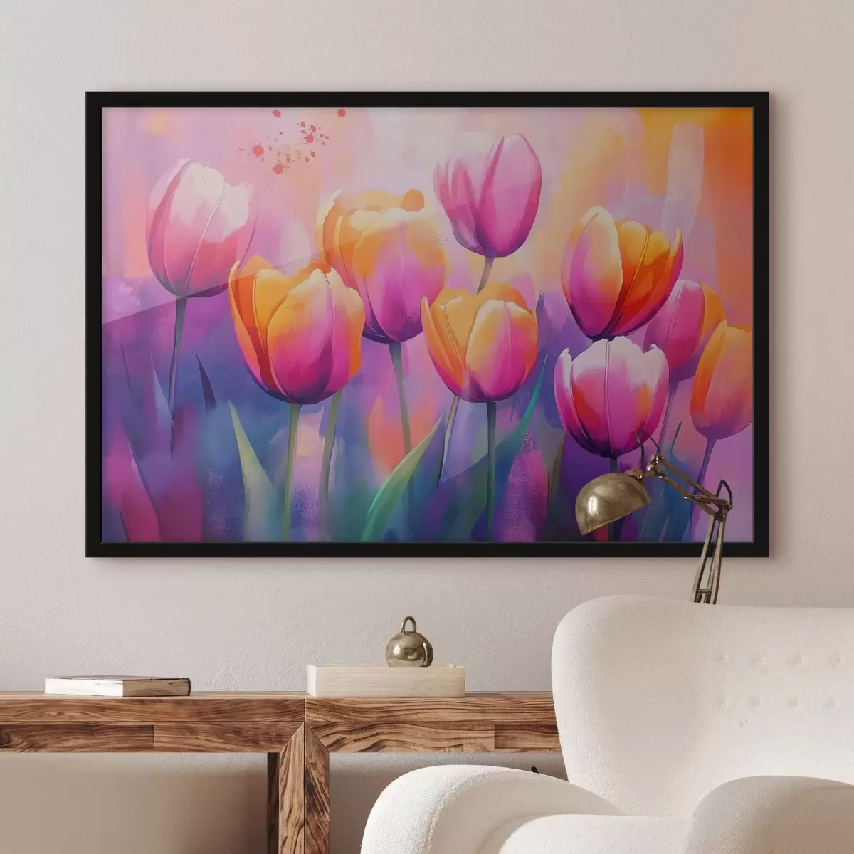 Poster Tulipanes en vibrantes tonos rosa-naranja f41807