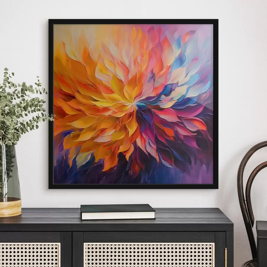 murales de pared Una explosión abstracta de pétalos de colores f41814