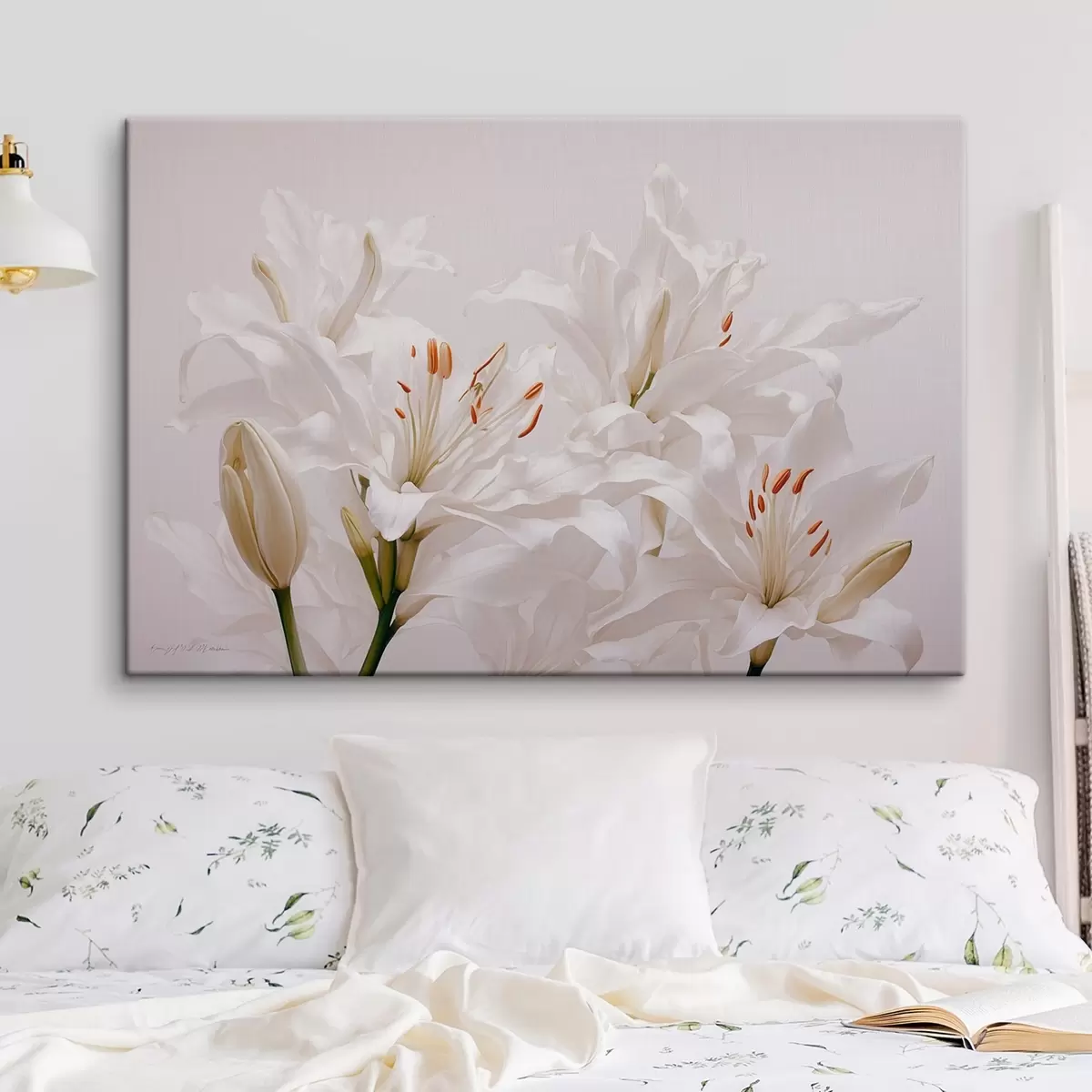 murales de pared Lirios blancos sobre fondo blanco s41513