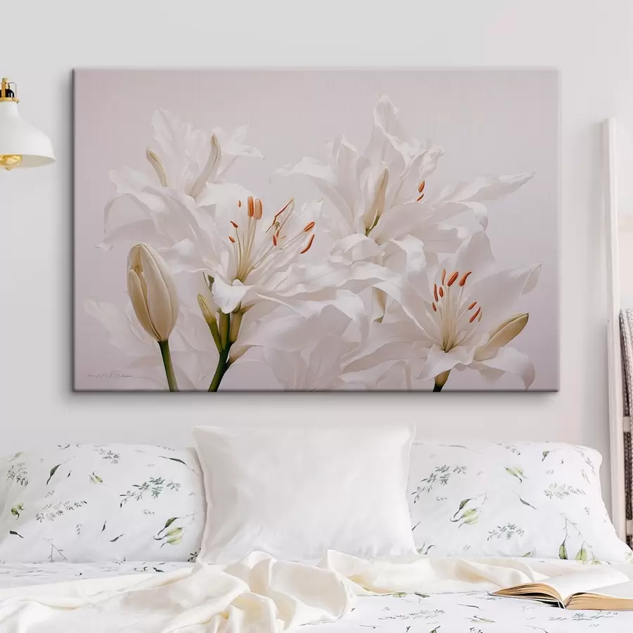 murales de pared Lirios blancos sobre fondo blanco s41513