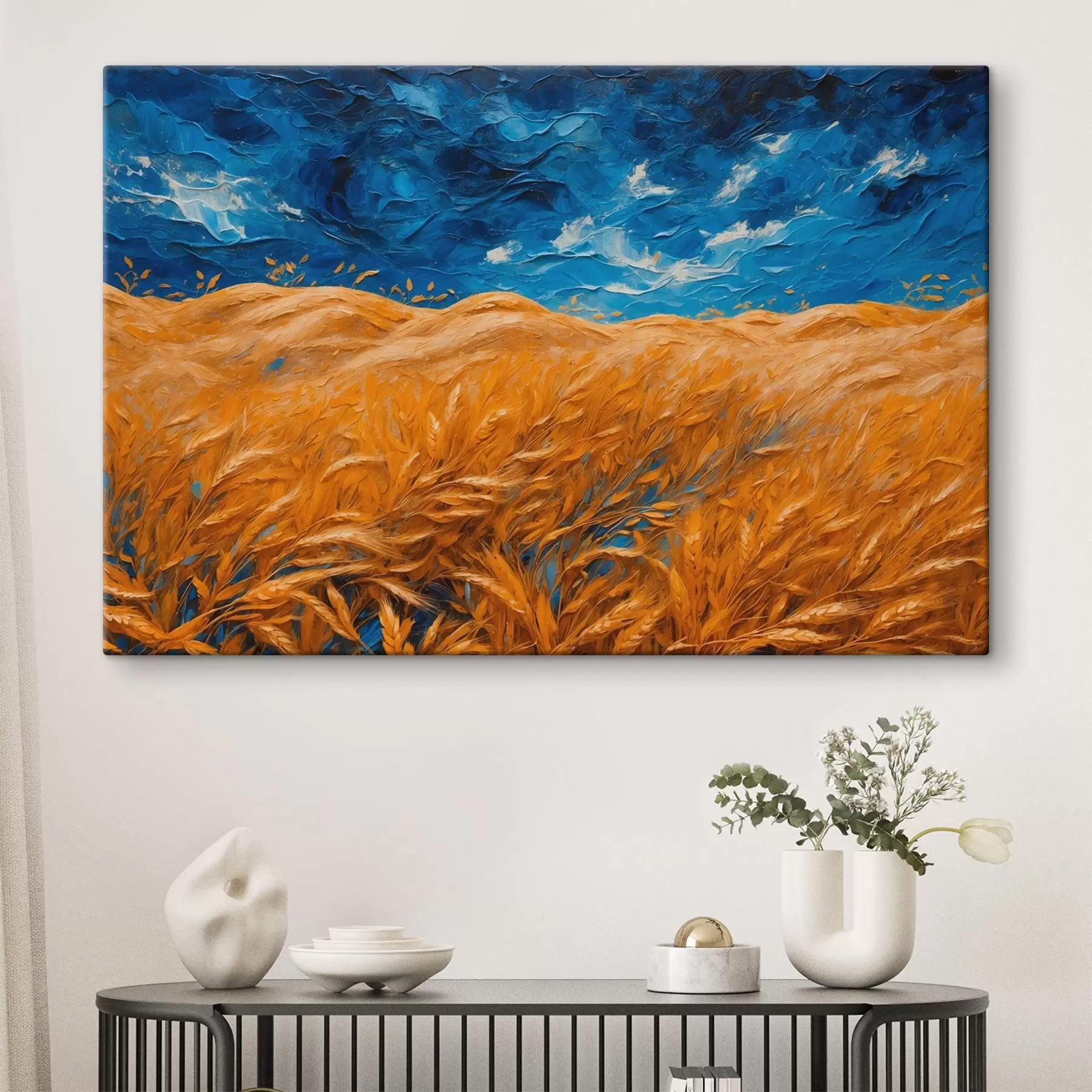 murales de pared Campo de trigo al óleo s41584