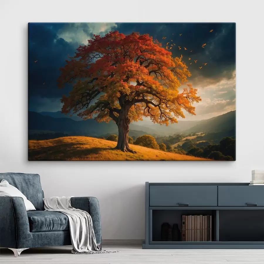 murales de pared Árbol en lo alto de una colina s41586