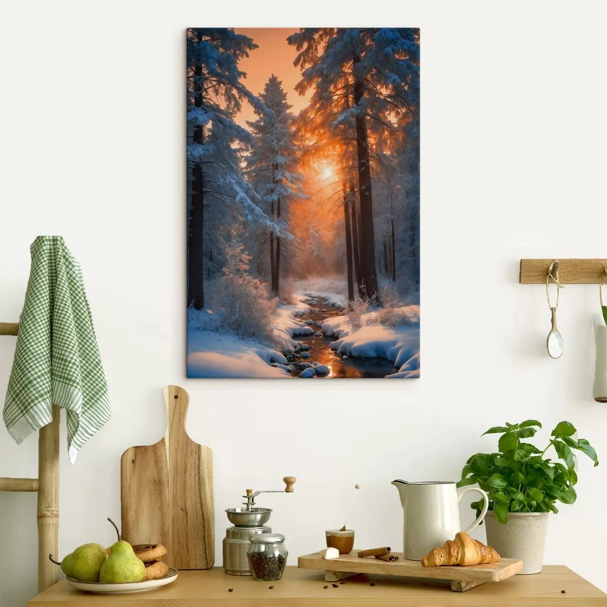 murales de pared Arroyo en invierno verano s41590