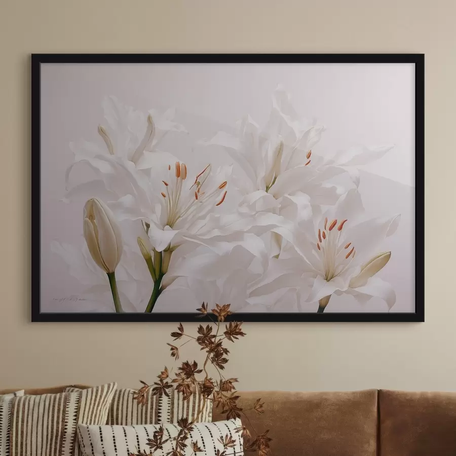 murales de pared Lirios blancos sobre fondo blanco f41513