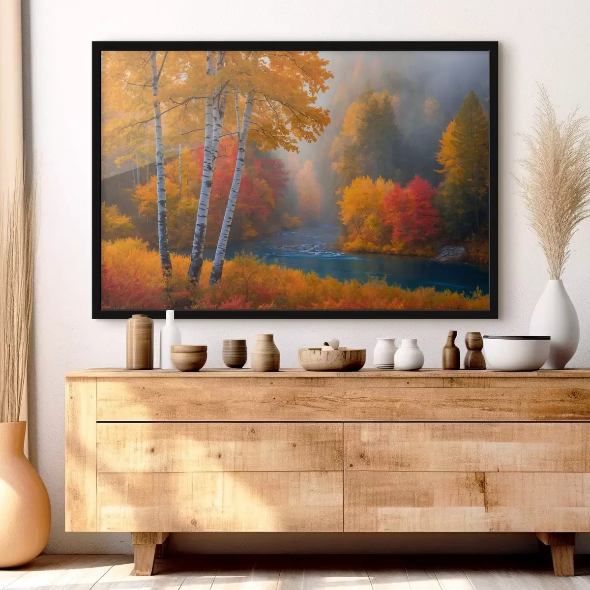 Poster Río en bosque otoñal f41592