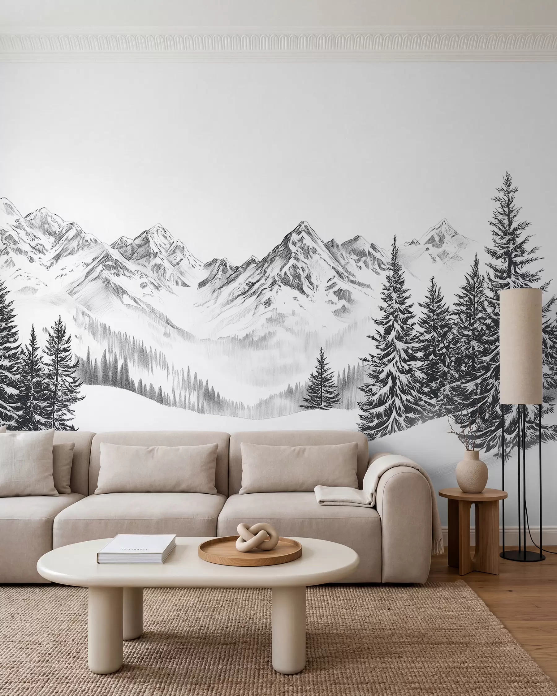 murales de pared Boceto de invierno alpino w02352
