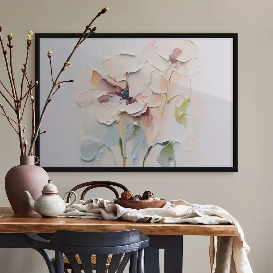 murales de pared Flores abstractas imitación trazos de pintura con textura sobre fondo f41850