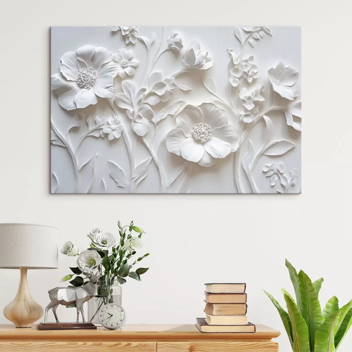 murales de pared Flores blancas de estuco s41867