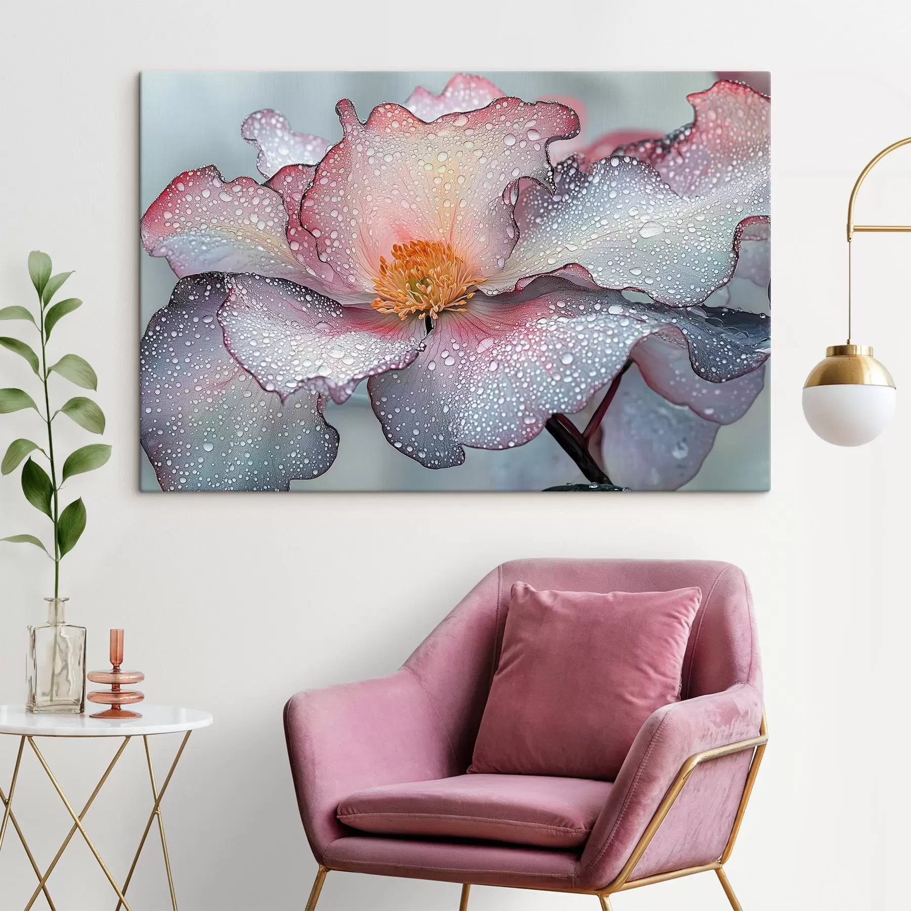 murales de pared Flor con rocío en los pétalos s41872