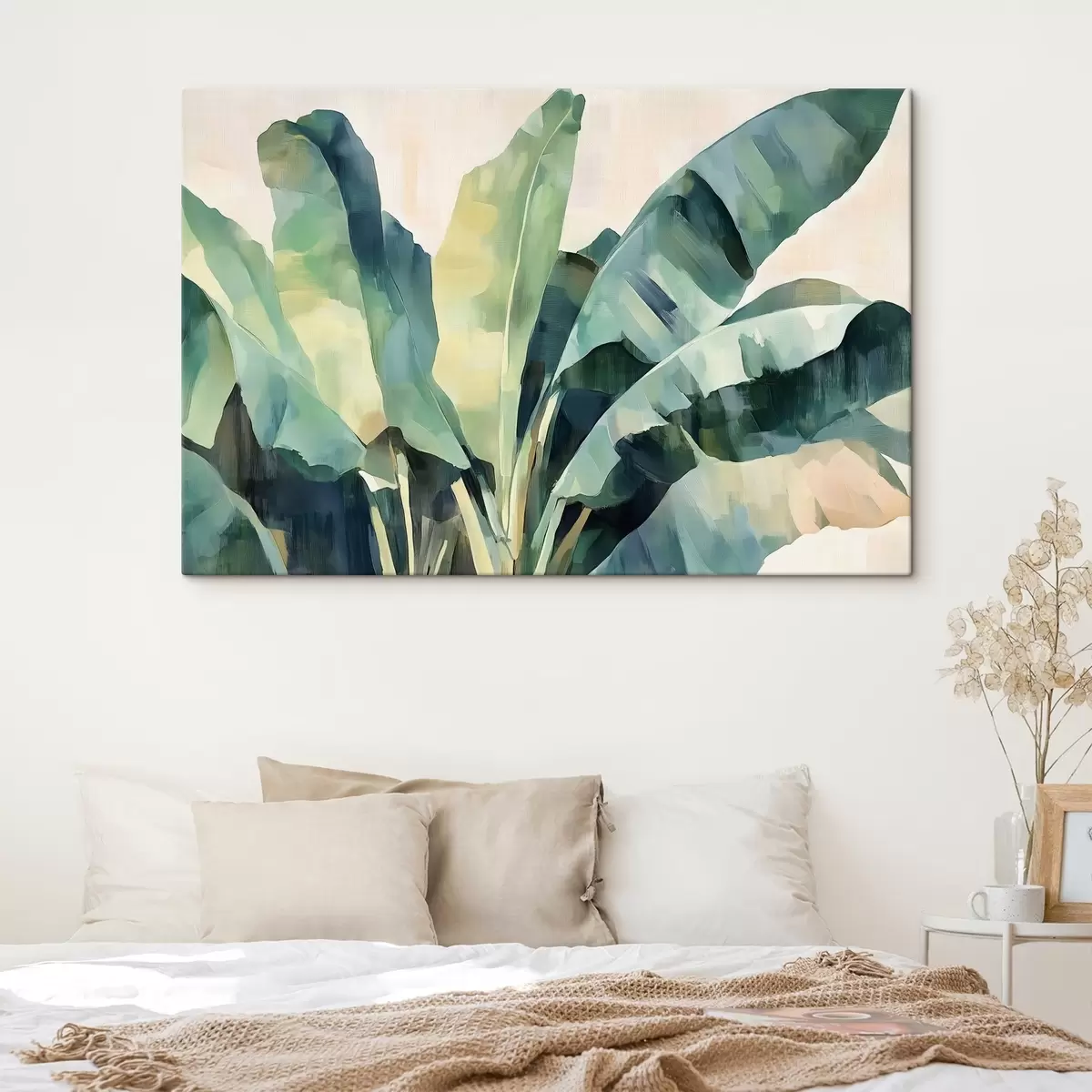 murales de pared Grandes hojas tropicales en estilo acuarela s41874